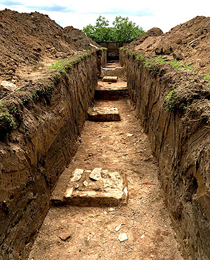 Bild: Gartenarchäologische Grabungen am Pompejanum, 2020